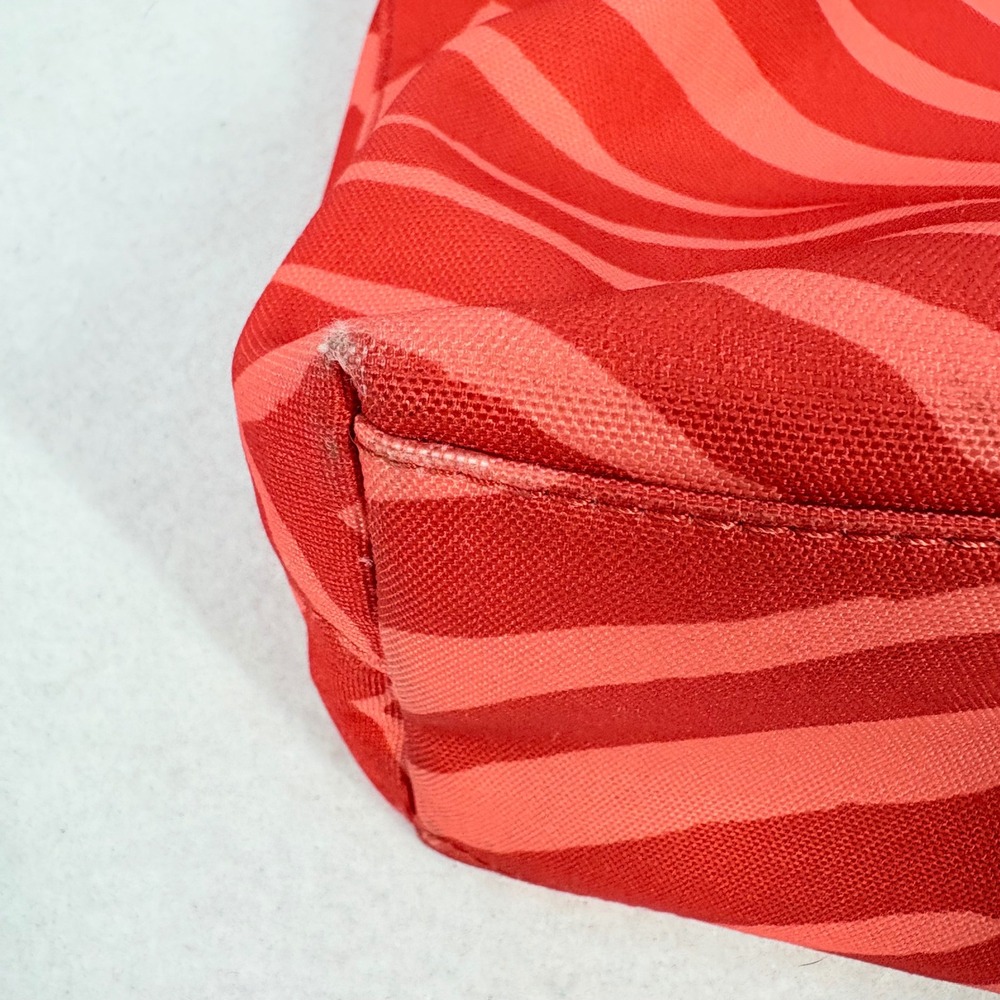 Coach Shoulder Bag Red Zebra Print Canvas Peach Orange Y2K Stefani Charm Tag 90s - Picture 12 of 16